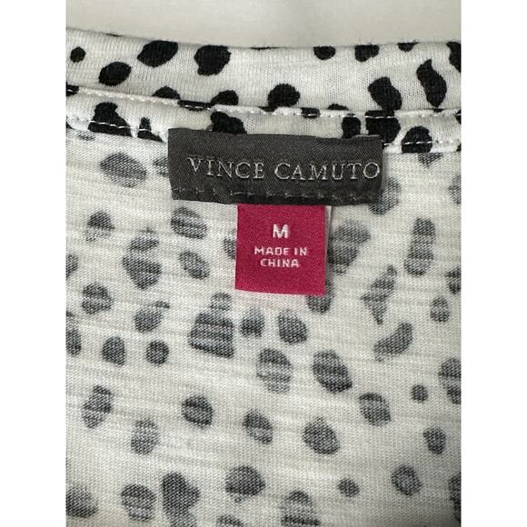VINCE CAMUTO Scoop Neck Animal Print Short Sleeves Tee Medium Black & White - Picture 7 of 10